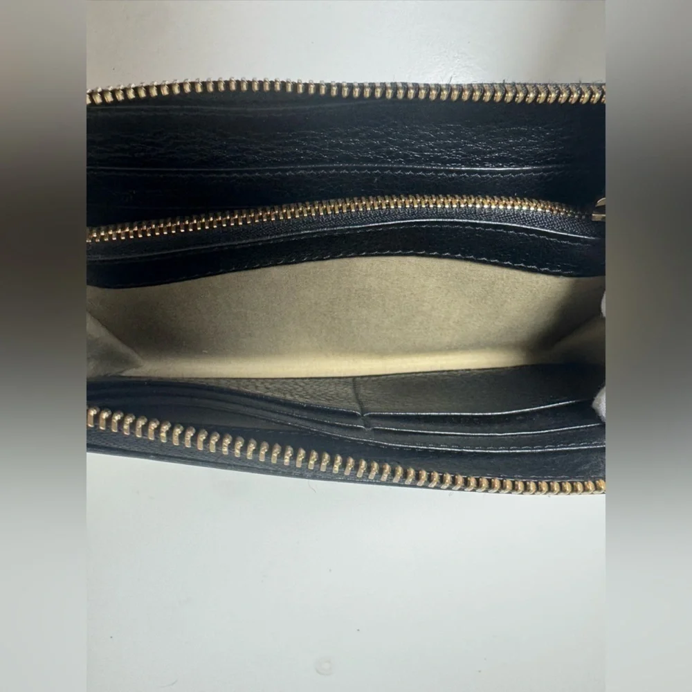 Chloé Continental Long Black Zippy Leather Wallet with Gold Tone Hardware